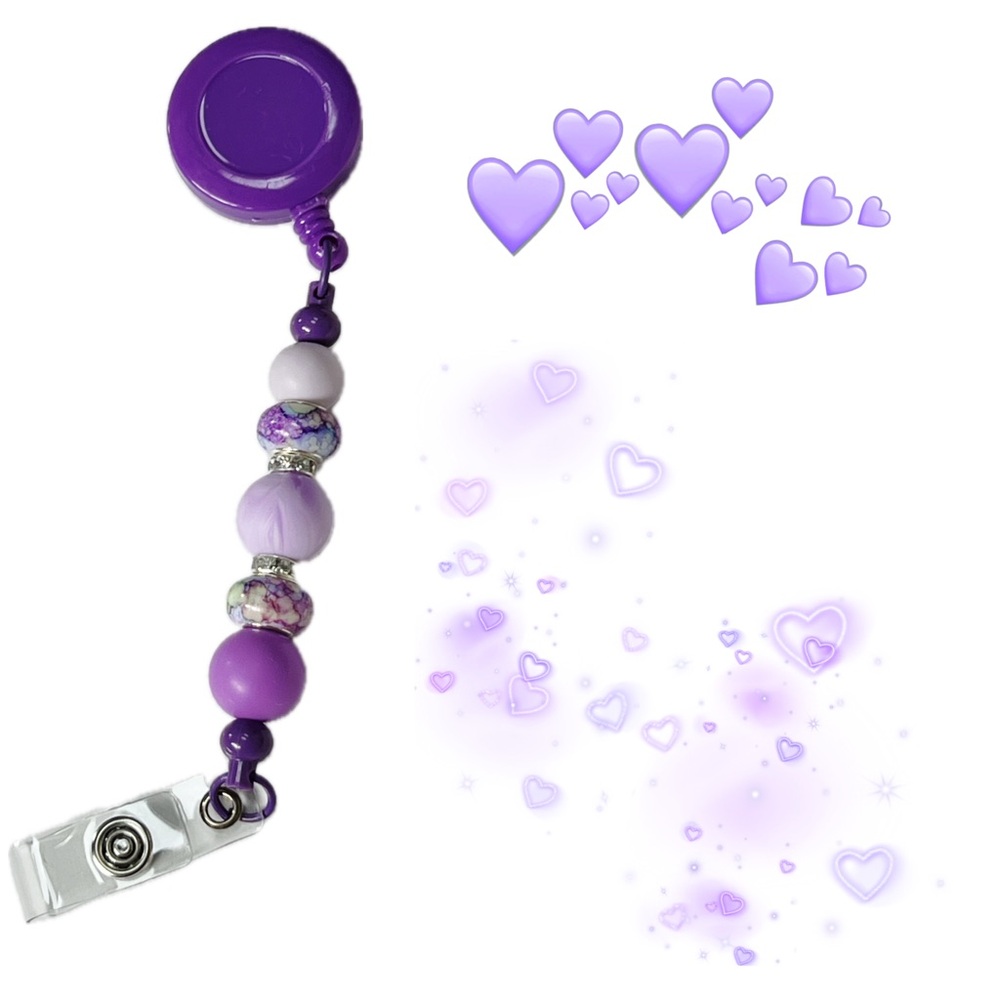 Purple Beaded Badge Reel